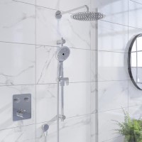 Grade A1 - Chrome Push Button Concealed Mixer Shower with Round Head - Vance