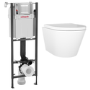 Grade A1 - Wall Hung Toilet With Slim Soft Close Seat Frame Cistern and Chrome Flush- Newport