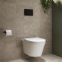 Wall Hung Rimless Toilet with Soft Close Seat, Matt Black Pneumatic Flush Plate, 820mm Frame & Cistern – Newport
