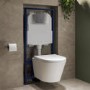 Wall Hung Toilet with Soft Close Seat Chrome Mechanical Flush Plate with 1160mm Frame & Cistern - Newport