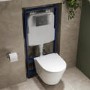 Wall Hung Toilet with Soft Close Seat Chrome Mechanical Flush Plate with 1160mm Frame & Cistern - Newport