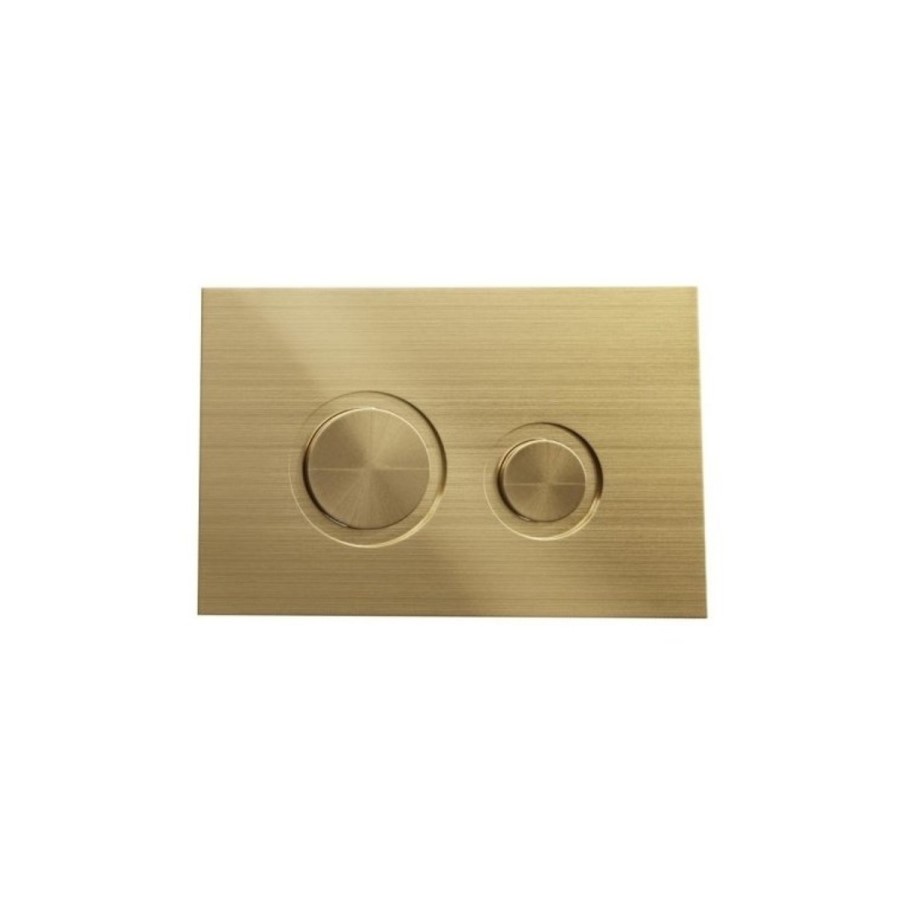 Wall Hung Rimless Toilet with Soft Close Seat, Brushed Brass Mechanical Flush Plate, 1168mm Frame & Cistern – Newport