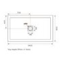 Grade A1 - Aqualavo Slate Black 1400 x 800 - Aqualavo 90mm Tray Waste Cover/Grill Black With Waste