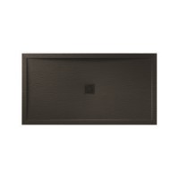 1200x800mm Black Slate Effect Rectangular Shower Tray with Shower Waste - Aqualavo