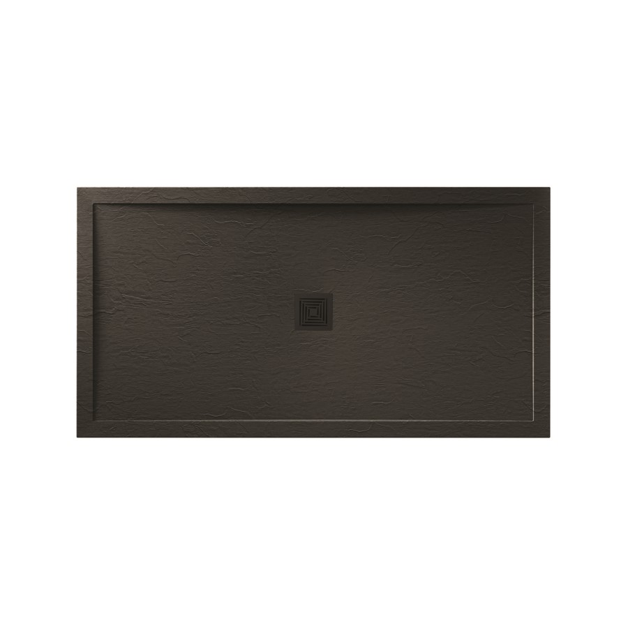 1200x800mm Black Slate Effect Rectangular Shower Tray with Shower Waste - Aqualavo