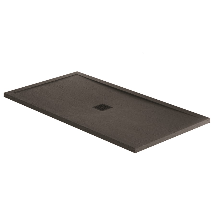 1200x800mm Black Slate Effect Rectangular Shower Tray with Shower Waste - Aqualavo