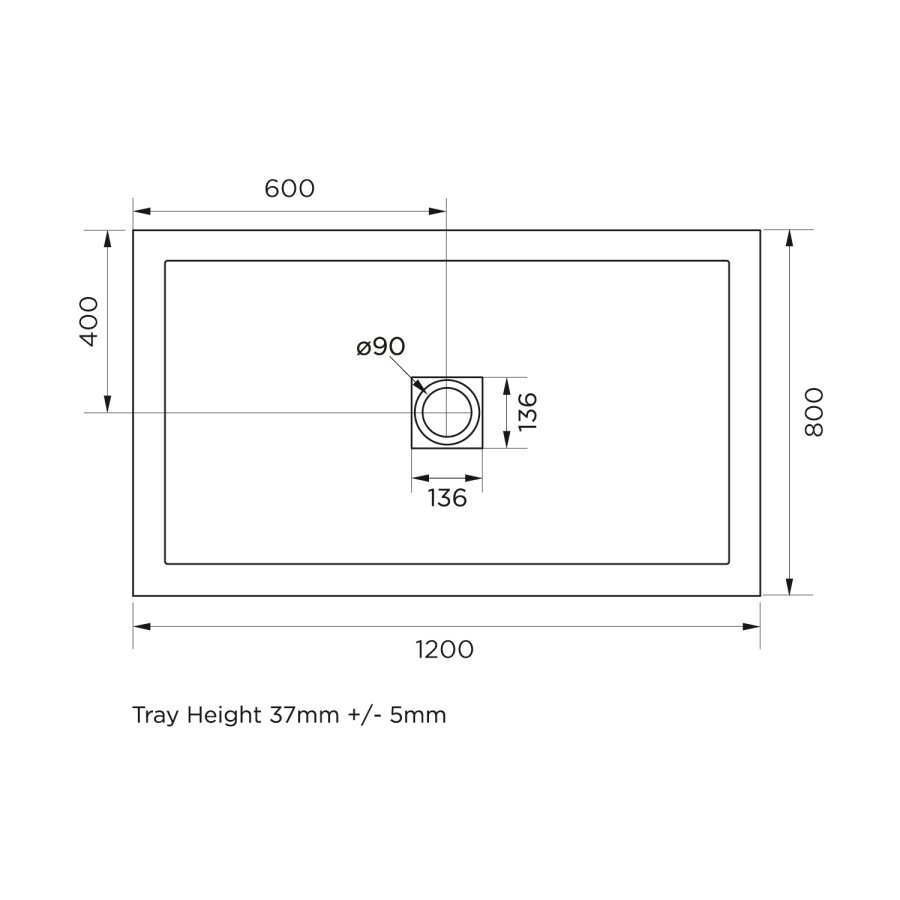 1200x800mm Black Slate Effect Rectangular Shower Tray with Shower Waste - Aqualavo