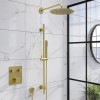 Brushed Brass Dual Outlet Wall Mounted Thermostatic Mixer Shower with Hand Shower - Vance