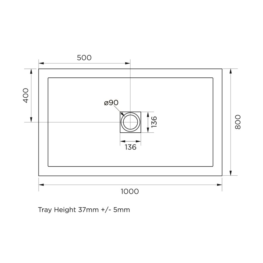 1000x800mm Grey Slate Rectangular Shower Tray with Shower Waste - Aqualavo