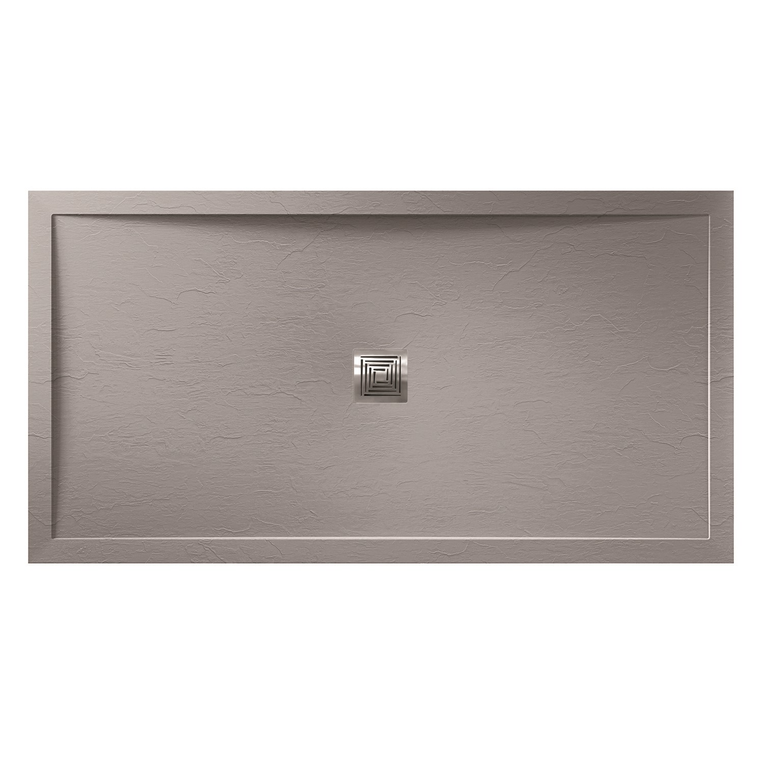Grey Slate effect Rectangular 1000 x 800mm Shower Tray with Silver Waste - Aqualavo