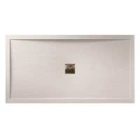 GRADE A1 - 1400x900mm White Slate Effect Rectangular Shower Tray with Silver Waste - Aqualavo
