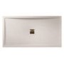 GRADE A1 - 1400x900mm White Slate Effect Rectangular Shower Tray with Silver Waste - Aqualavo