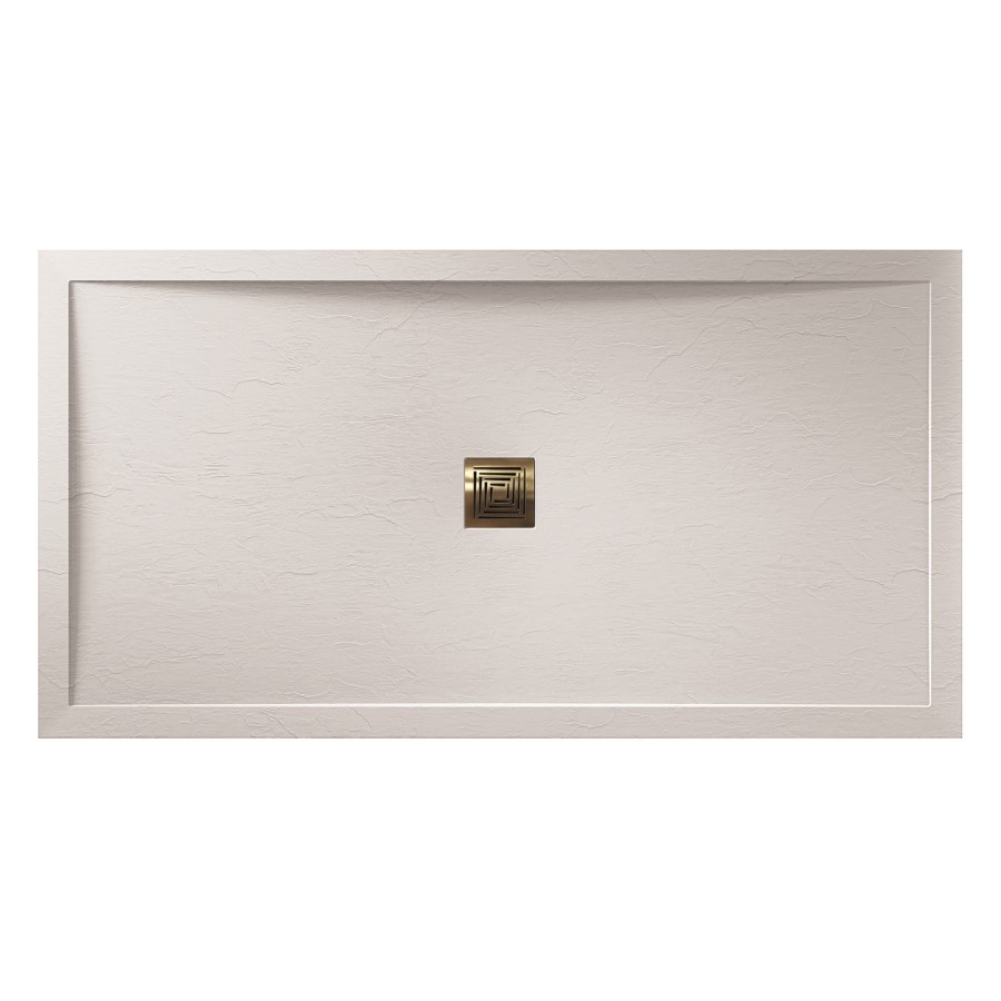 GRADE A1 - 1400x900mm White Slate Effect Rectangular Shower Tray with Silver Waste - Aqualavo