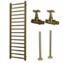 Brass Towel Radiator 1600 x 500mm with Pipe Kit and Straight Valves - Sonoran
