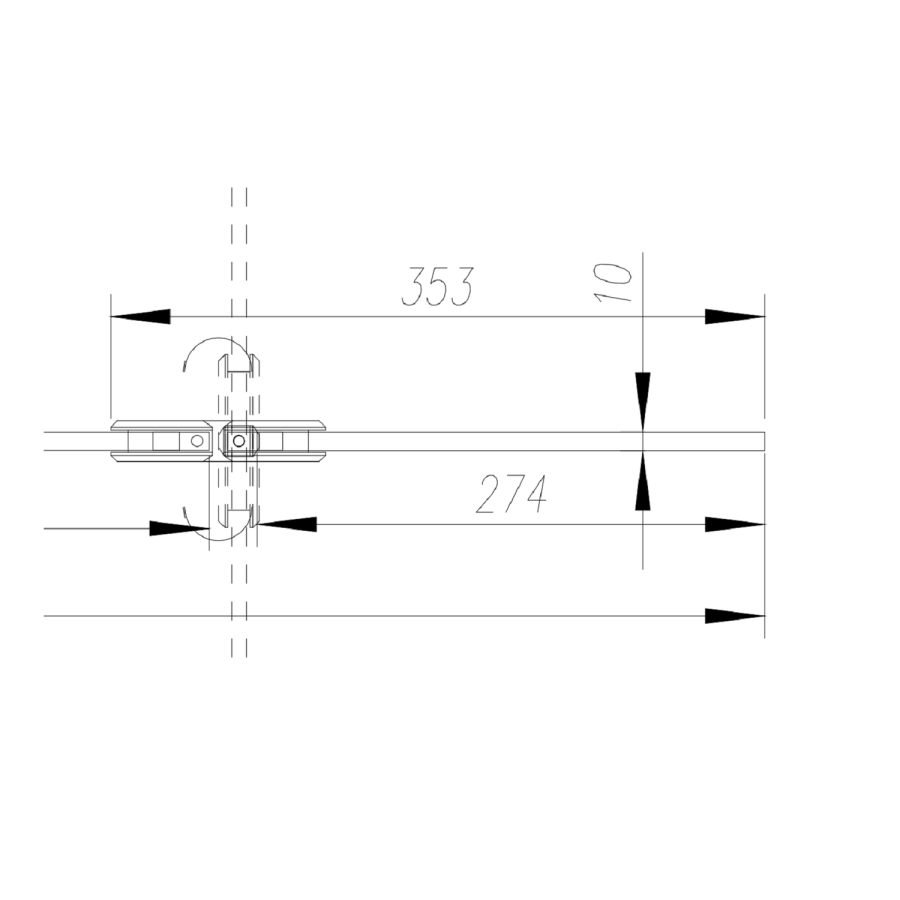 800mm Brushed Brass Frameless Wet Room Shower Screen with Hinged Return Panel - Corvus