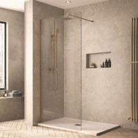 900mm Brushed Brass Frameless Wet Room Shower Screen - Corvus