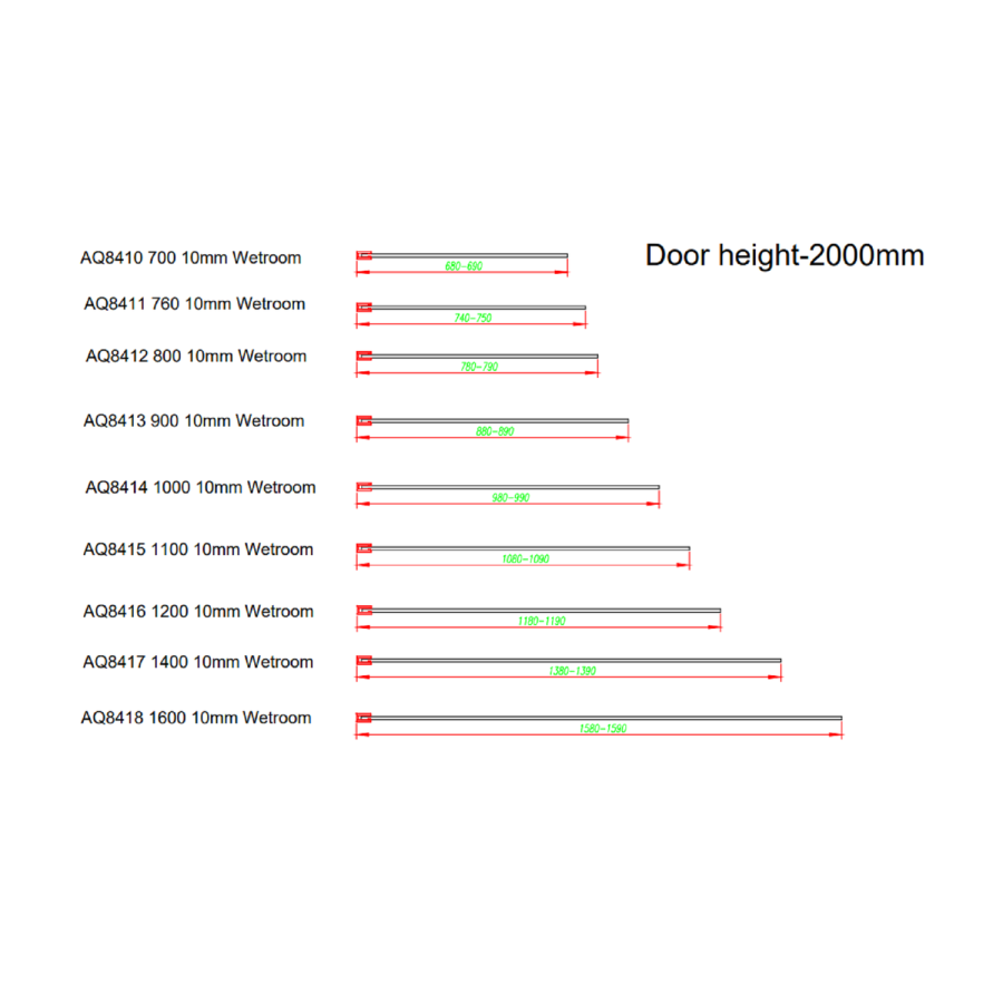900mm Brushed Brass Frameless Wet Room Shower Screen - Corvus