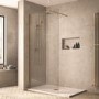 Grade A1 - 1000mm Brushed Brass Frameless Wet Room Shower Screen - Corvus