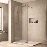 1200mm Brushed Brass Frameless Wet Room Shower Screen - Corvus