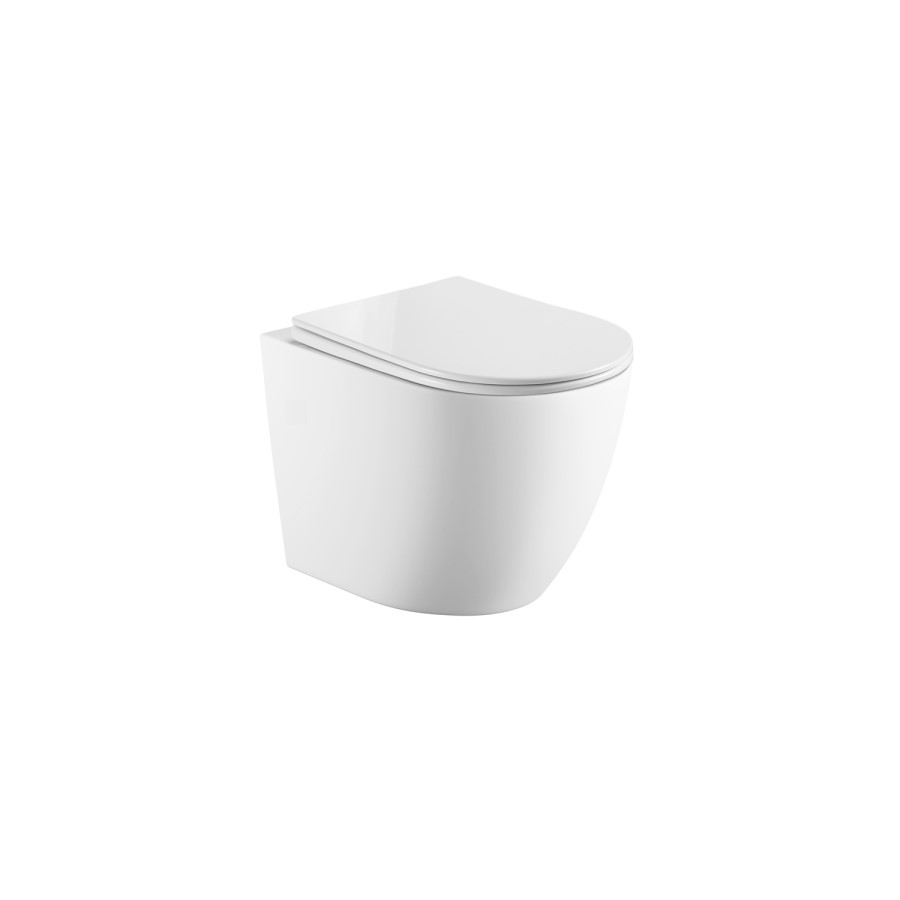 Wall Hung Rimless Toilet with Soft Close Seat, Brushed Bronze Pneumatic Flush Plate, 1168mm Frame & Cistern – Roma