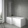 1700mm Left Hand L-Shaped Shower Bath with Fixed Bath Shower Screen with Towel Rail &amp; Front Panel