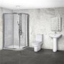 Aquafloe™ 6mm 900 x 760 Offset Sliding Door Quadrant Enclosure & Right Hand Tray with Maine Suite