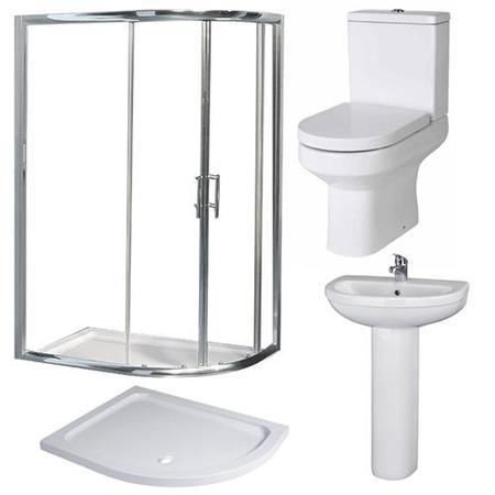 Aquafloe™ 6mm 900 x 760 Offset Sliding Door Quadrant Enclosure & Right Hand Tray with Maine Suite