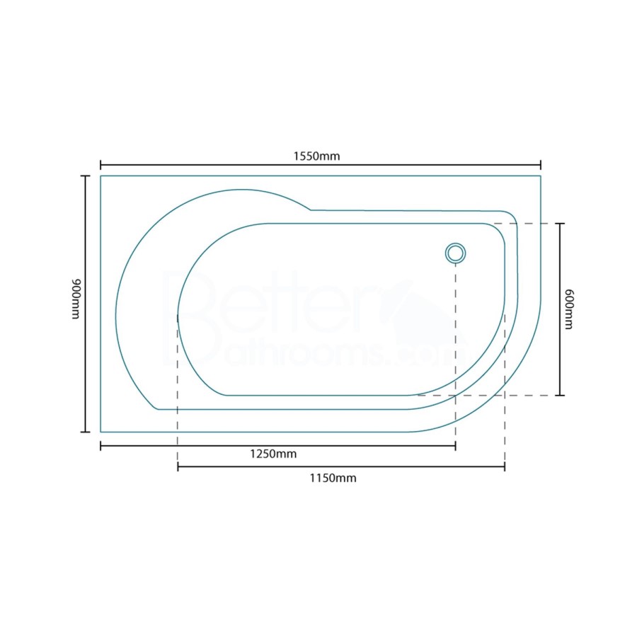 1550 Impressions Luxury Left Handed Air Spa Bath With Straight Screen-BetaCast UPGRADE