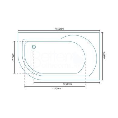 1550 Impressions Luxury Right Handed 11 Jet Whirlpool Bath With Straight Screen-BetaCast UPGRADE