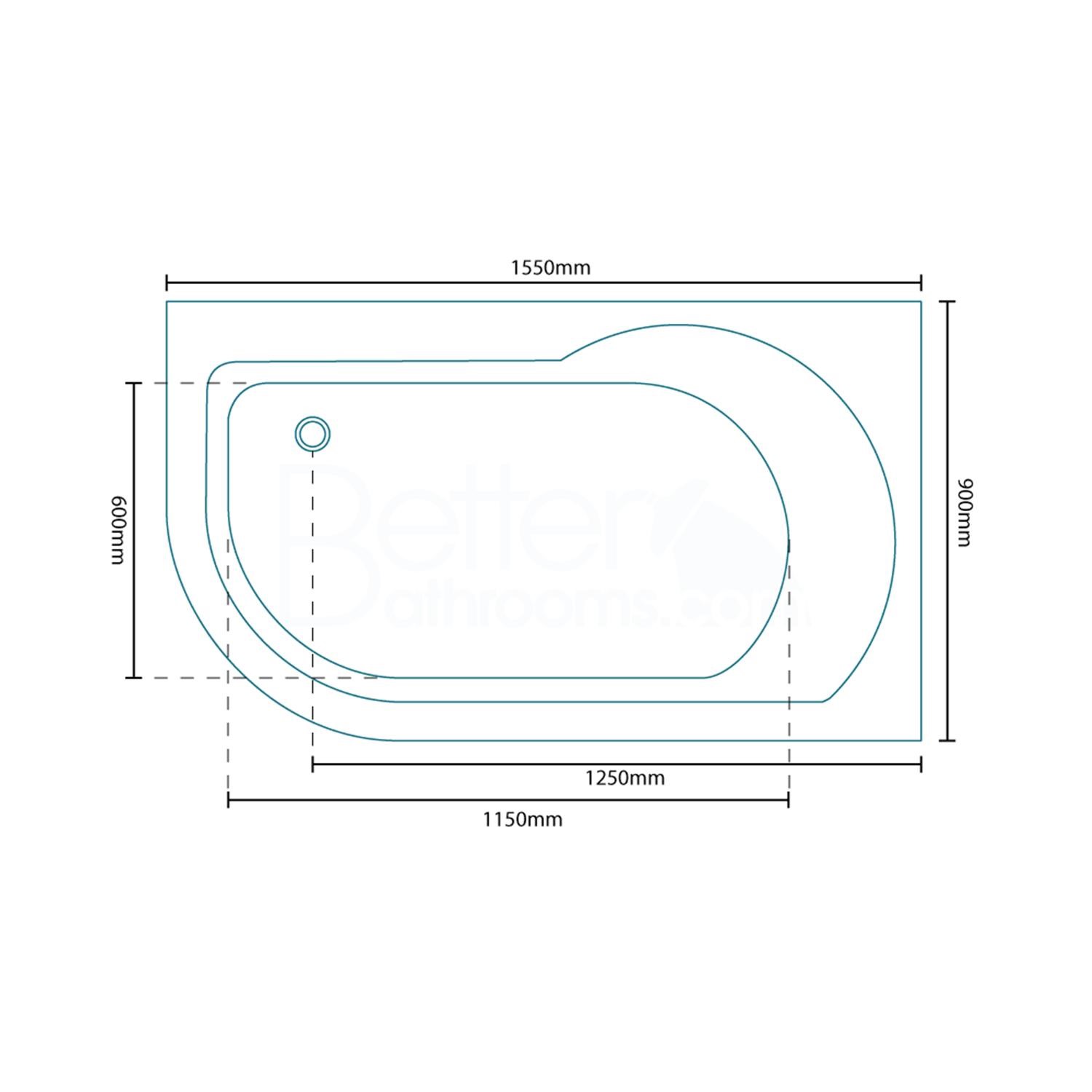 1550 Impressions Luxury Right Handed Air Spa Bath With Straight Screen