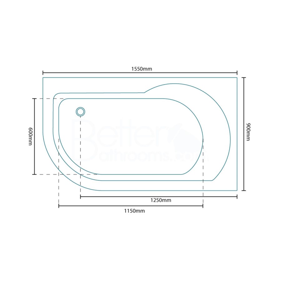 1550 Impressions Luxury Right Handed Hydrotherapy Bath With Straight Screen-Standard Bath