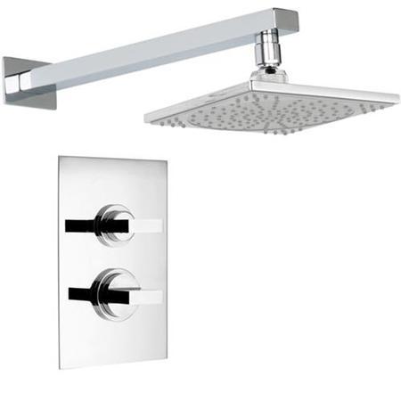 Geo Dual Valve with 175mm Square Head & Wall Arm
