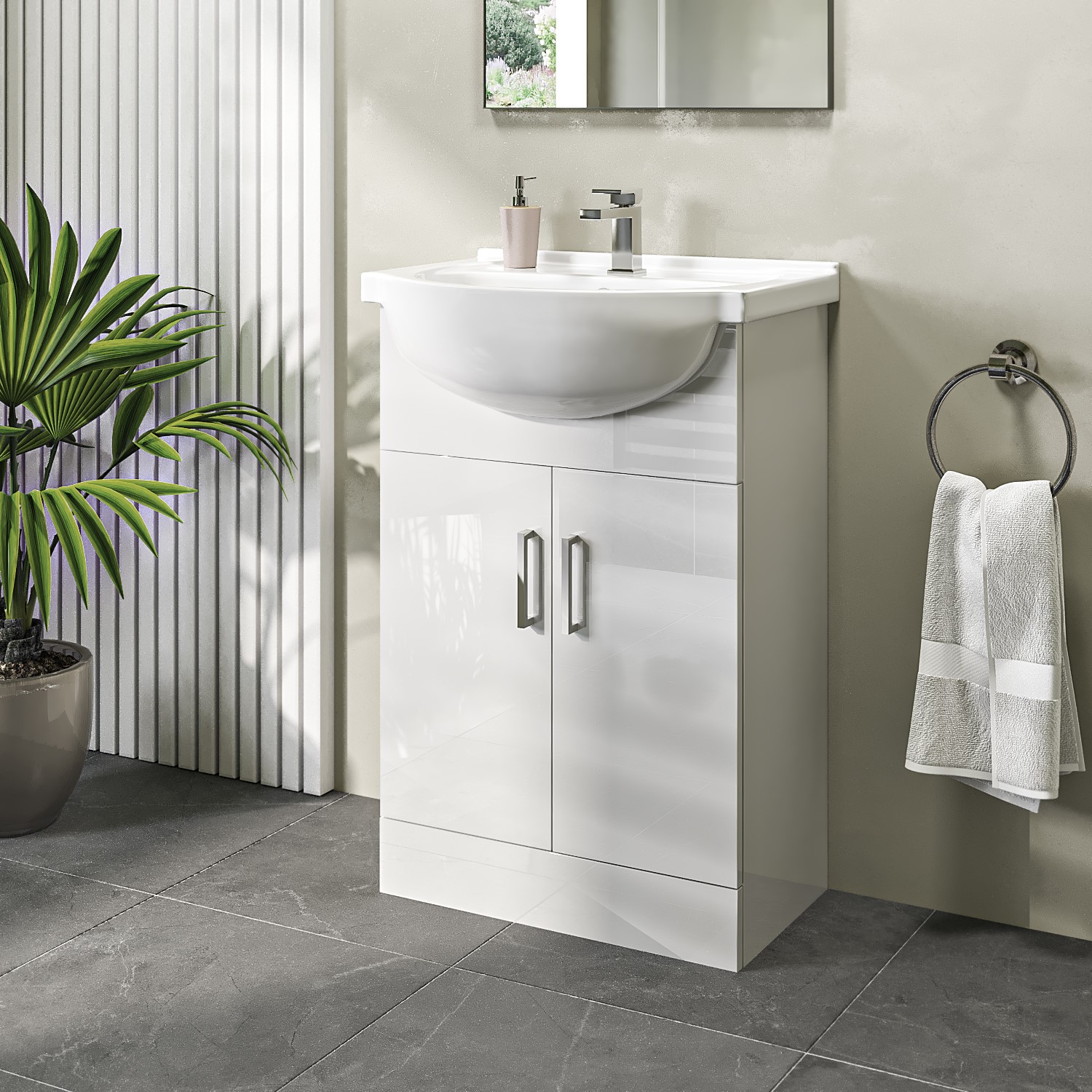 Photos - Bathroom Sink Classic 570mm White Freestanding Vanity Unit with Basin -  White BUN/BeBa24953/76643 