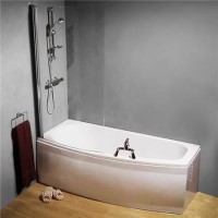 Space Saver 1700 x 750 Left Hand Shower Bath with 6mm Hinged Screen & Front Panel