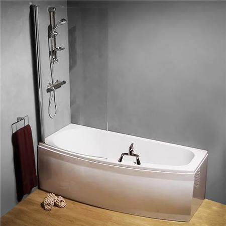 Space Saver 1700 x 750 Left Hand Shower Bath with 6mm Hinged Screen & Front Panel