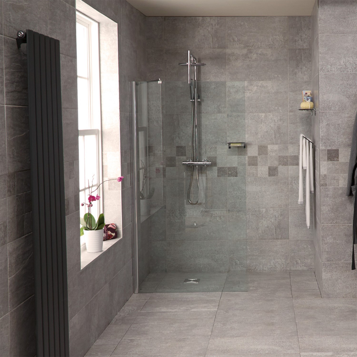 Walk In Reversible Wetroom Shower Screen 1850 X 1000mm 8mm Glass