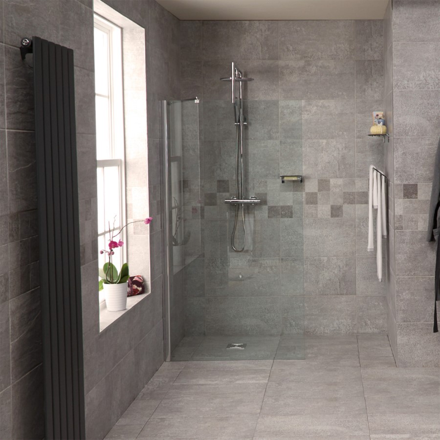 Walk In Reversible Wetroom Shower Screen - 1850 x 1000mm - 8mm Glass
