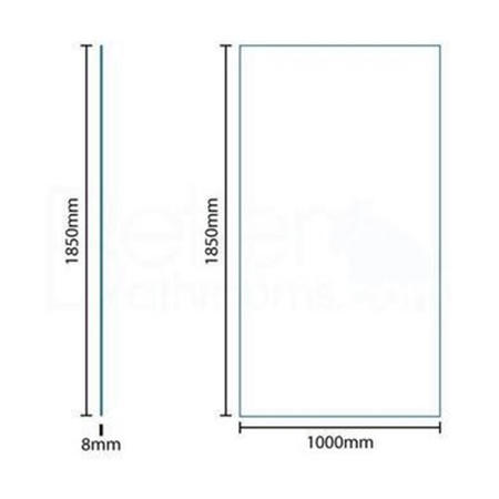Walk In Reversible Wetroom Shower Screen - 1850 x 1000mm - 8mm Glass