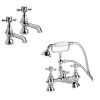 Oxford Traditional Basin Pillars and Bath Shower Mixer Taps