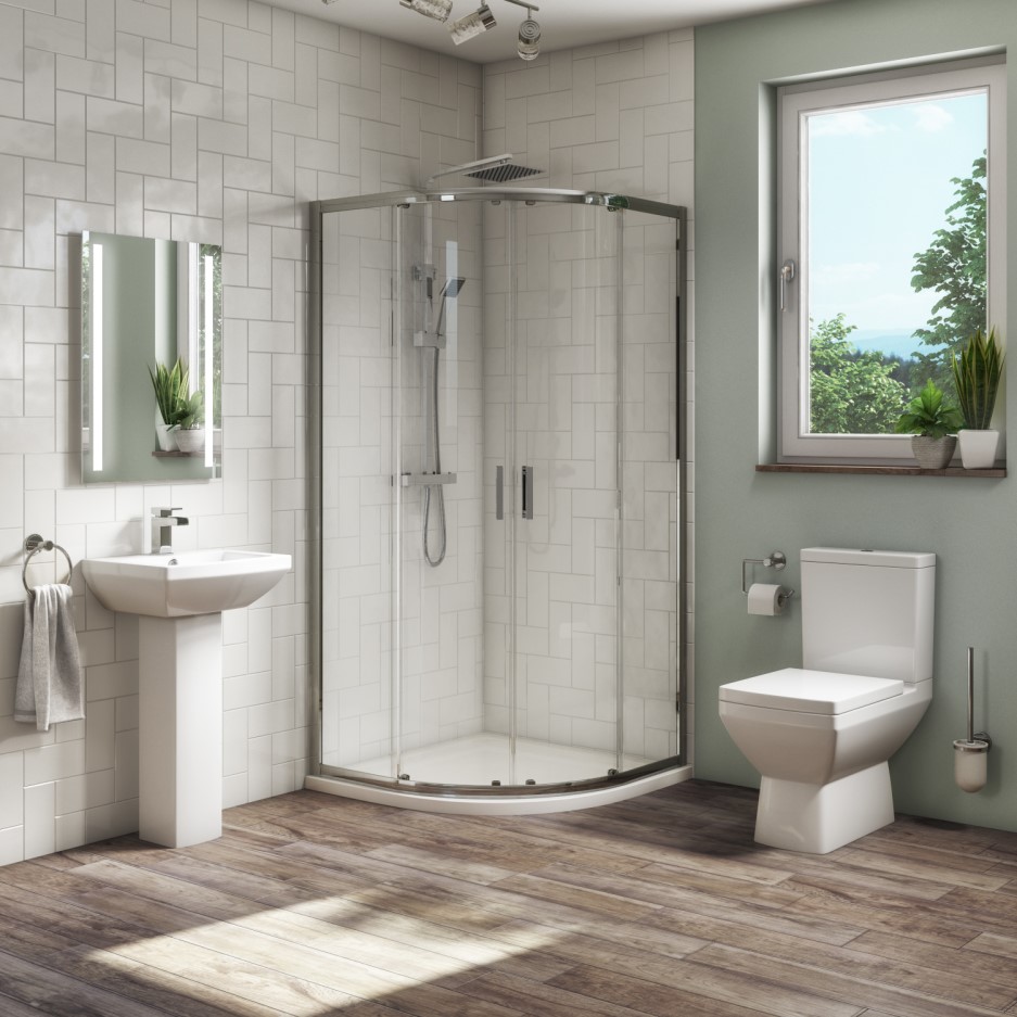 900mm Quadrant Shower Suite with Toilet Basin & Tray - Tabor - Better ...