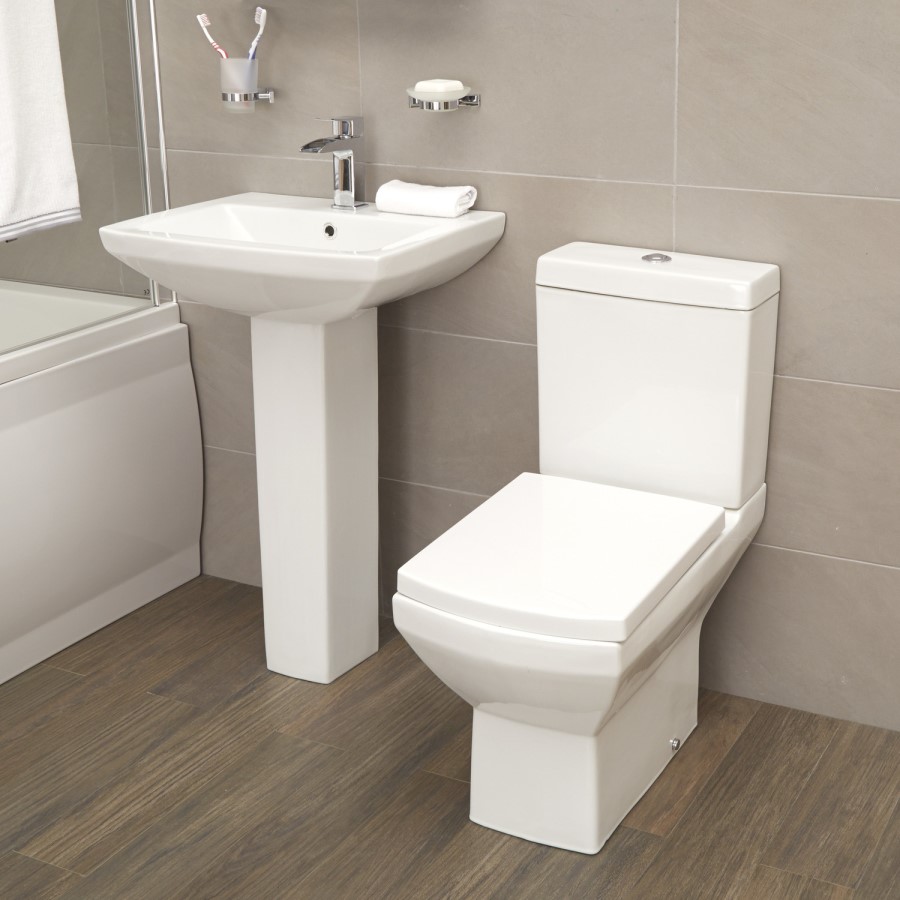 Tabor 56 Close Coupled Toilet and Full Pedestal Basin Suite