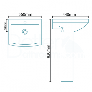 Tabor 56 Close Coupled Toilet and Full Pedestal Basin Suite