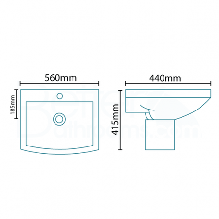 Tabor 56 Close Coupled Toilet and Semi Pedestal Basin Suite