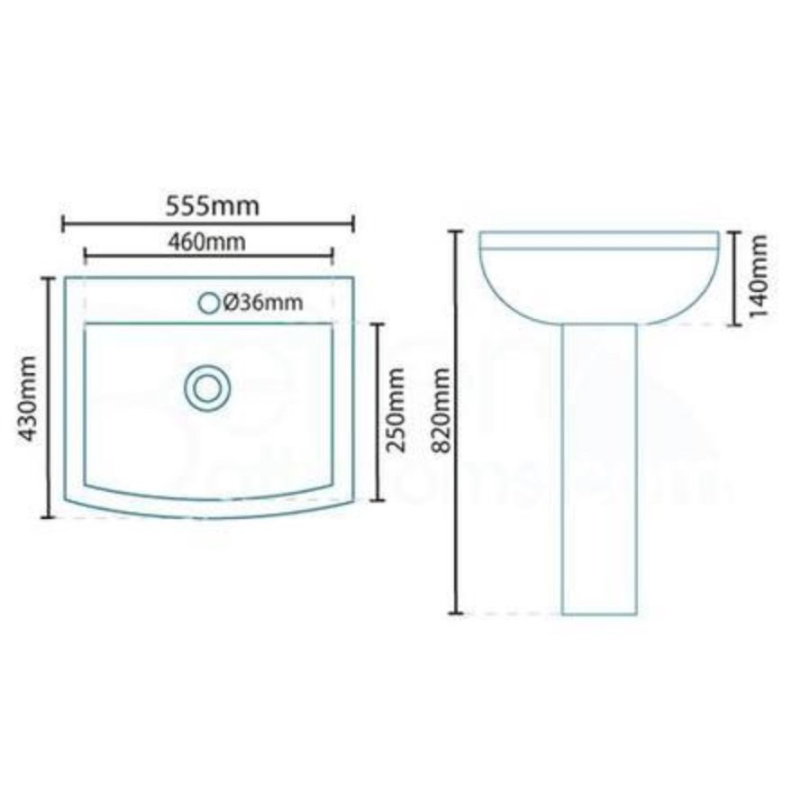 Tabor 560mm Basin and Pedestal 