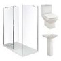 Aqualine 8mm 1400 x 900 Walk In Enclosure & Ultralite Shower Tray with Tabor Suite