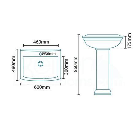 Traditional Pedestal Basin 600mm