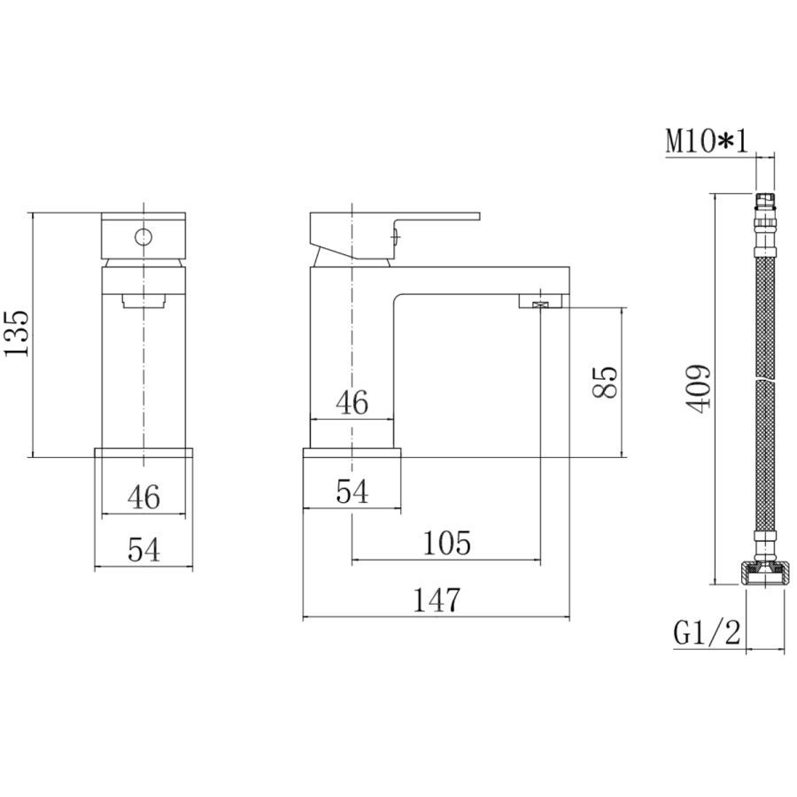 Chrome basin tap and wall mounted bath filler tap pack - Como
