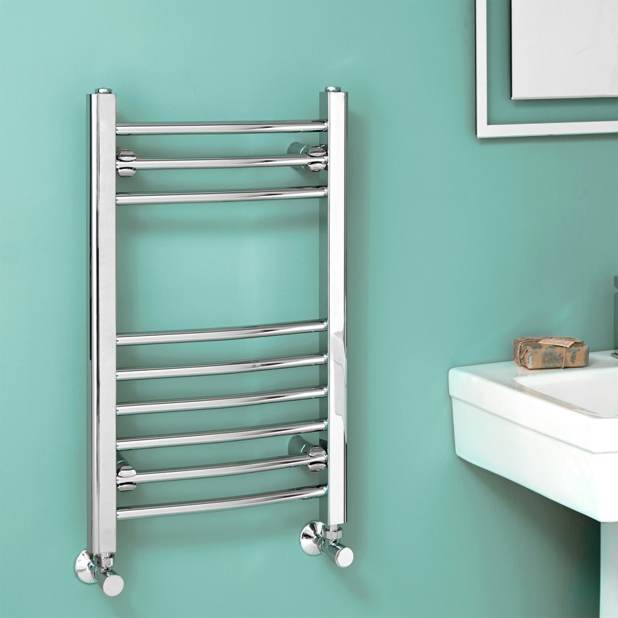 Eco Heat 650 x 400mm Curved Chrome Heated Towel Rail