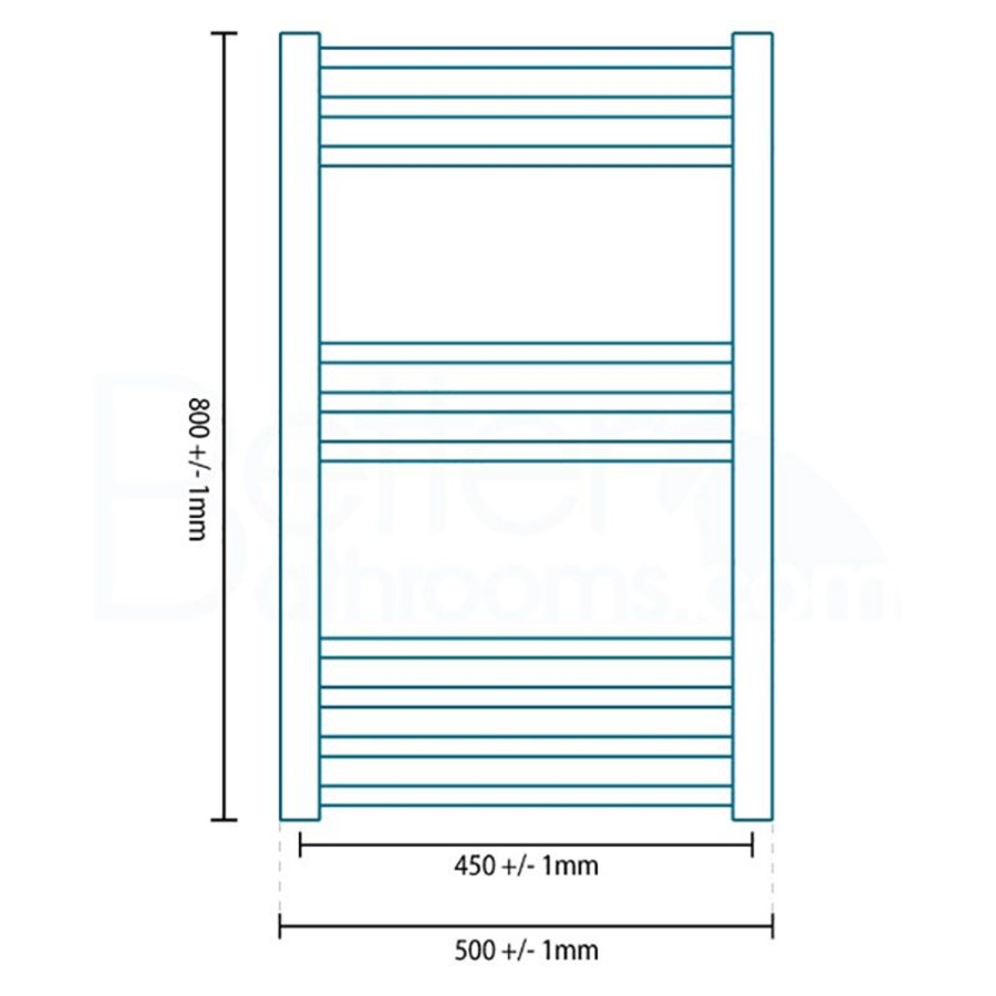 Eco Heat 800 x 500mm Curved Chrome Heated Towel Rail