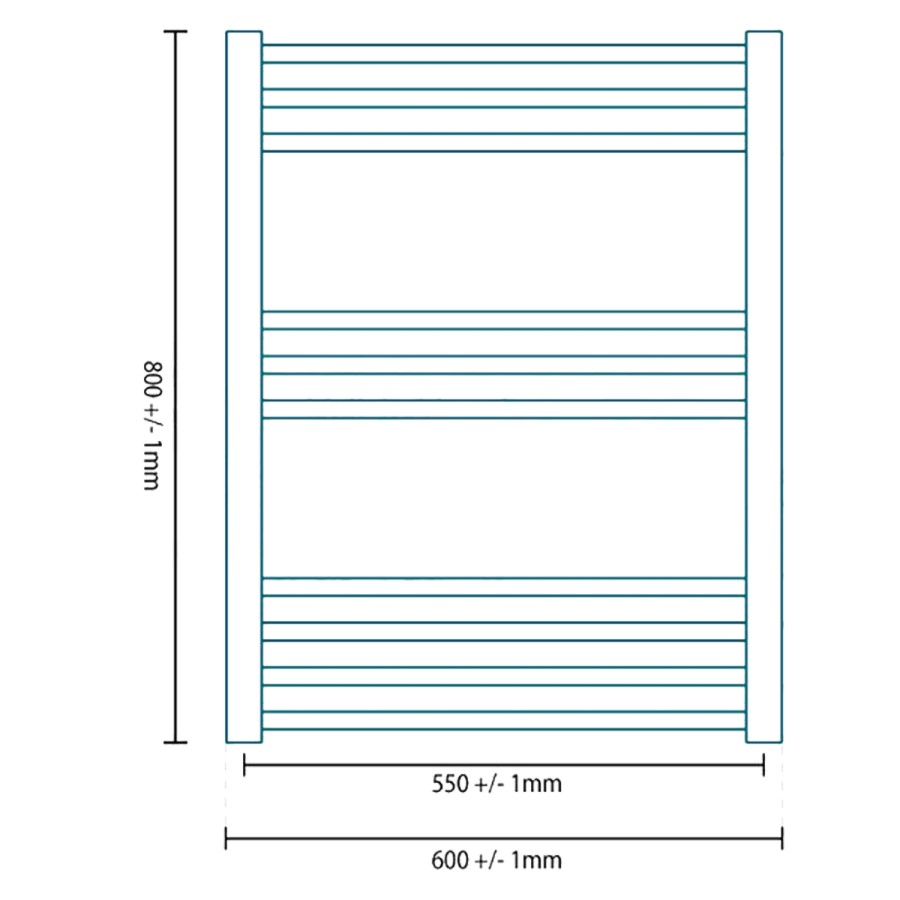 Eco Heat 800 x 600mm Curved Chrome Heated Towel Rail